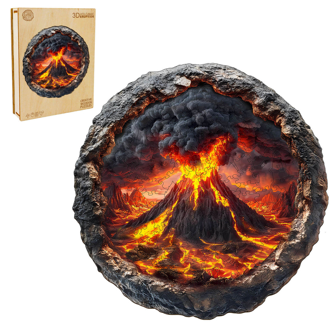 3D Volcanic Eruption Wooden Jigsaw Puzzle - Woodbests