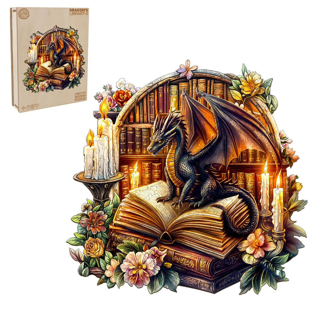 Drachenbibliothek 3 Holzpuzzle