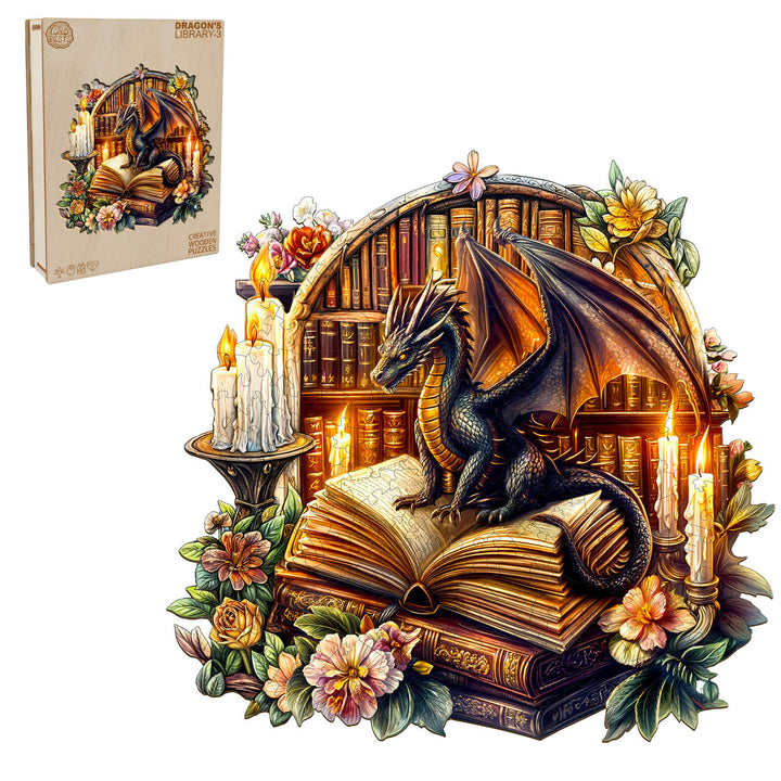 Drachenbibliothek 3 Holzpuzzle