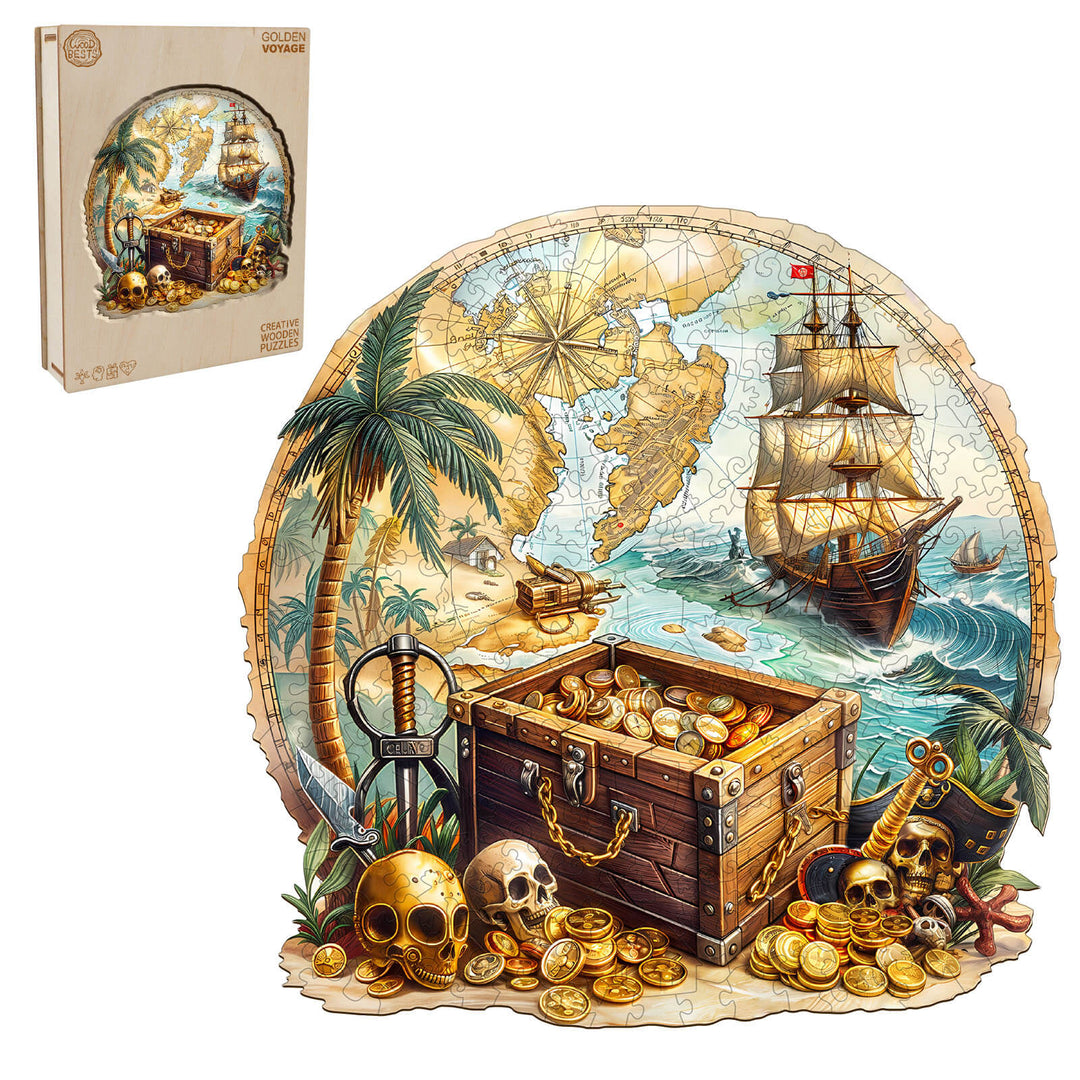 Goldene Reise Holzpuzzle