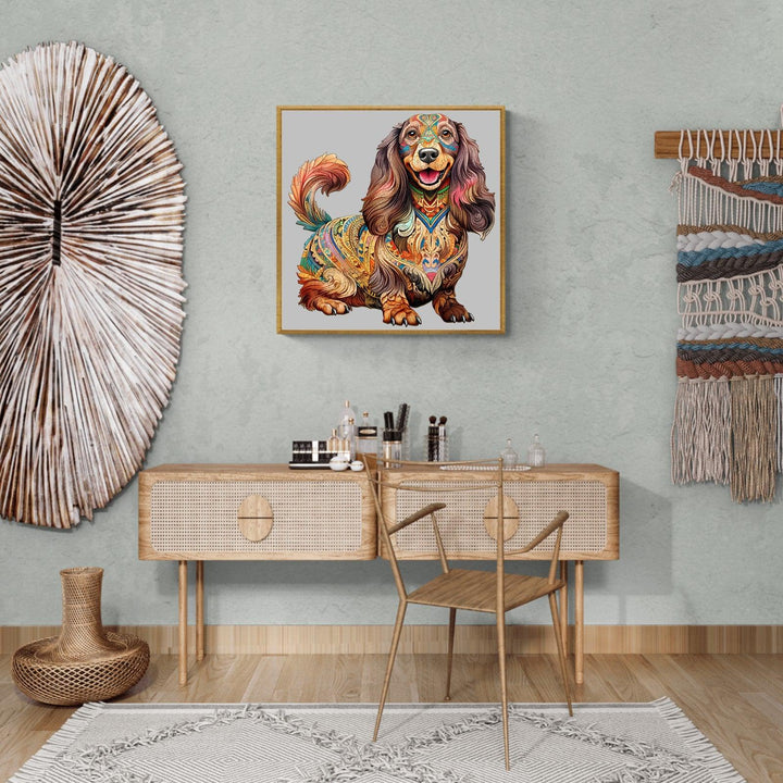 Long-haired Dachshund 1 Wooden Jigsaw Puzzle-Woodbests