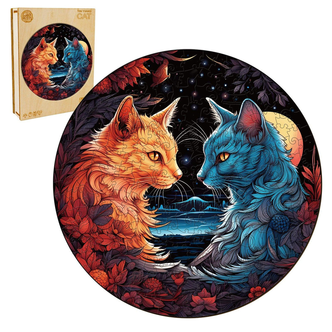 Yin Yang Cat-2 Wooden Jigsaw Puzzle-Woodbests