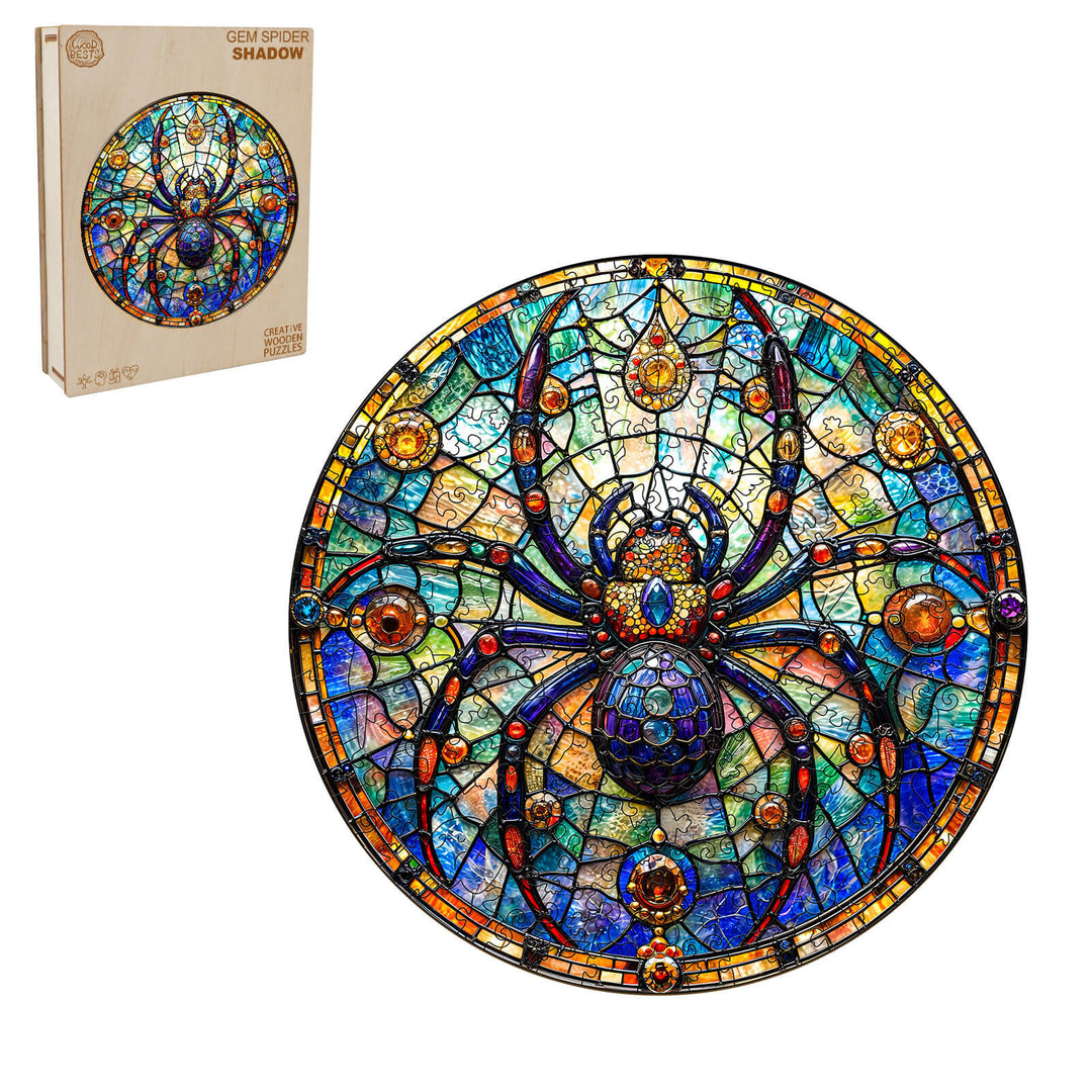 Edelstein-Spinne Schatten Holzpuzzle