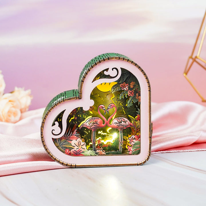 Mondlichtflamingo - 3D Holz Nachtlicht Bausatz