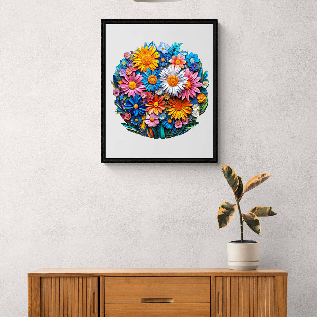 Scherenschnitt-Blumen Holzpuzzle