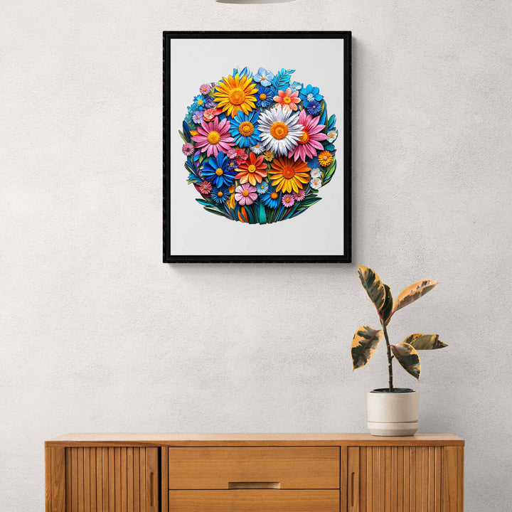 Scherenschnitt-Blumen Holzpuzzle