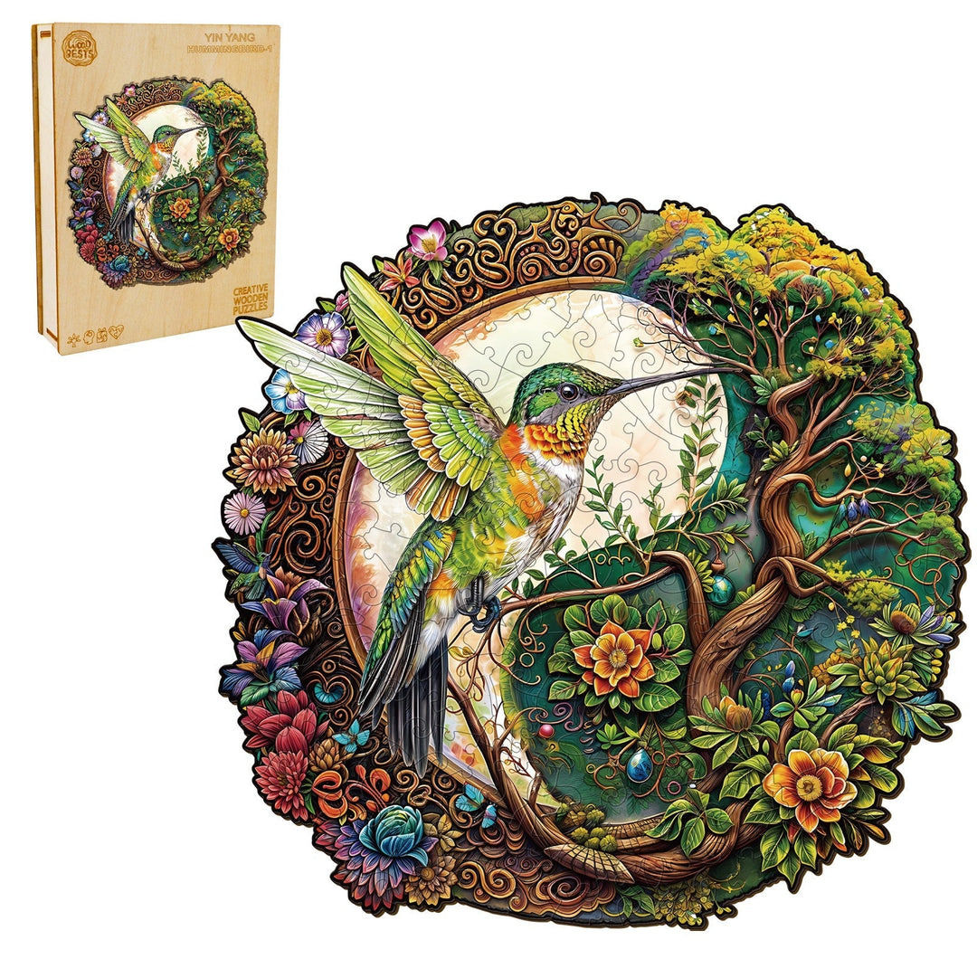 Yin Yang Hummingbird-1 Wooden Jigsaw Puzzle-Woodbests