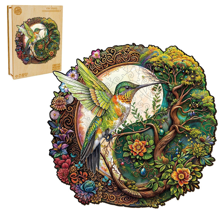 Yin Yang Hummingbird-1 Wooden Jigsaw Puzzle-Woodbests