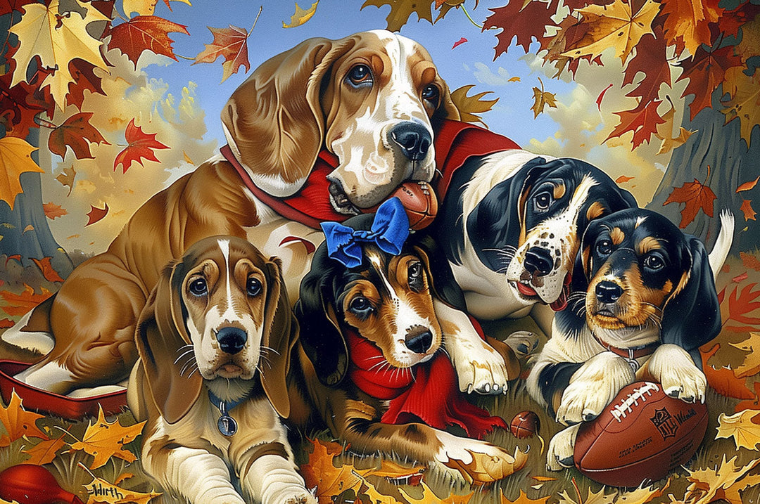Basset Hound Family 500 / 1000 Piece Puzzle - By Woodbests