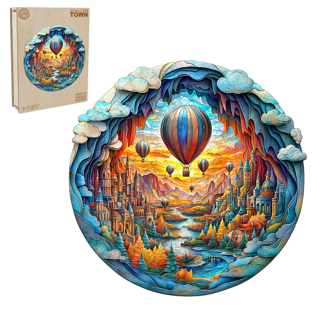 3D Luftballon-Stadt Holzpuzzle