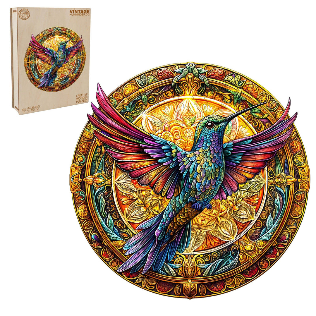 Vintage-Kolibri-2 Holzpuzzle