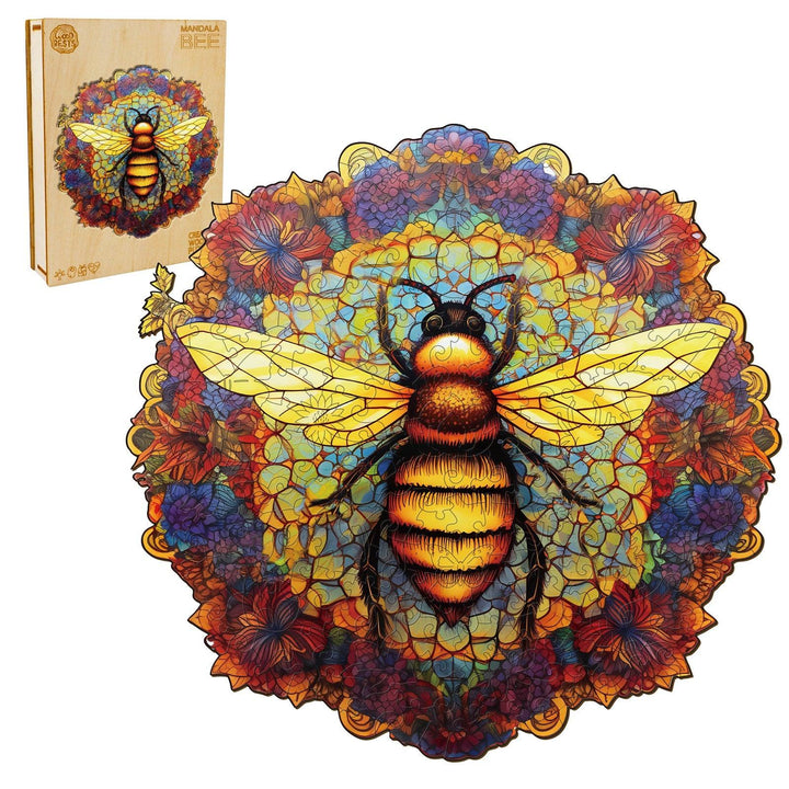 Mandala Bee Wooden Jigsaw Puzzle-Woodbests