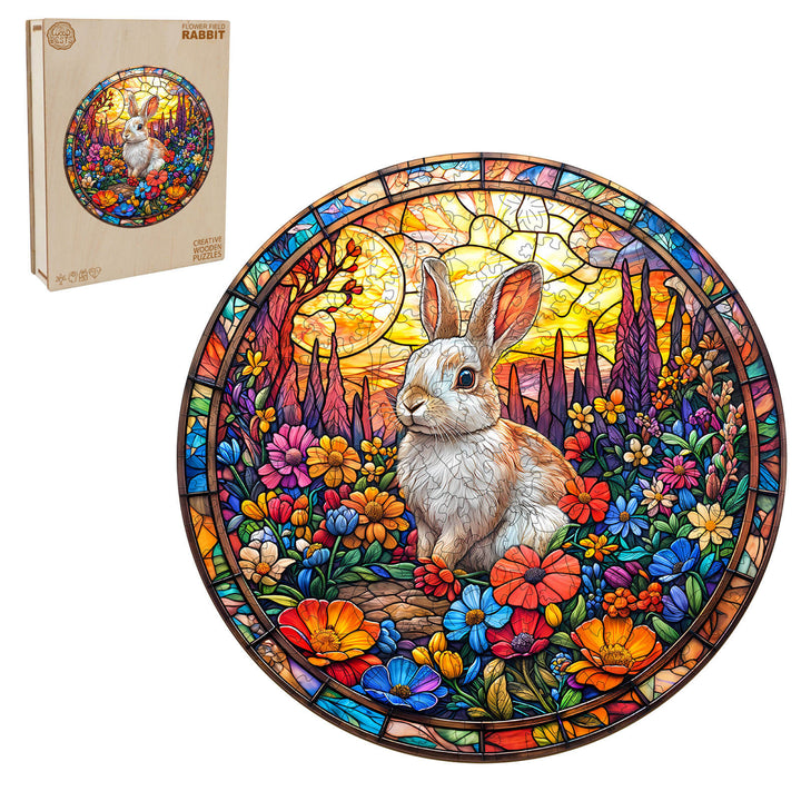 Blumenfeld-Hase Holzpuzzle
