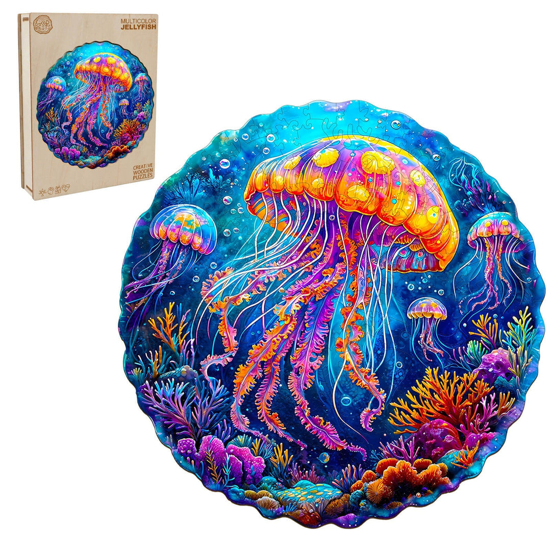 Bunte-Quallen Holzpuzzle