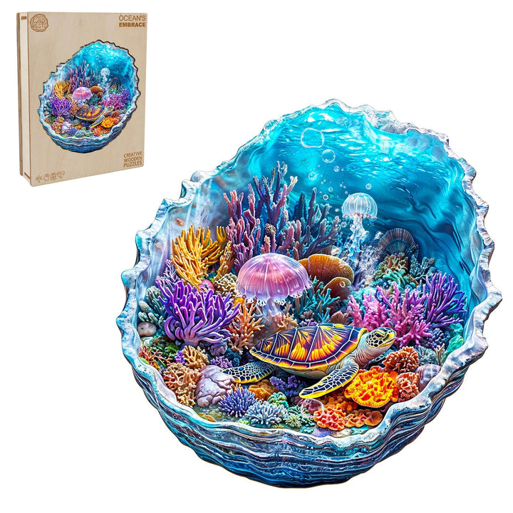 3D Ocean's Embrace Wooden Jigsaw Puzzle - Woodbests