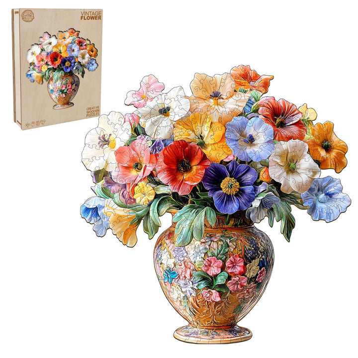 Vintage-Blumen Holzpuzzle