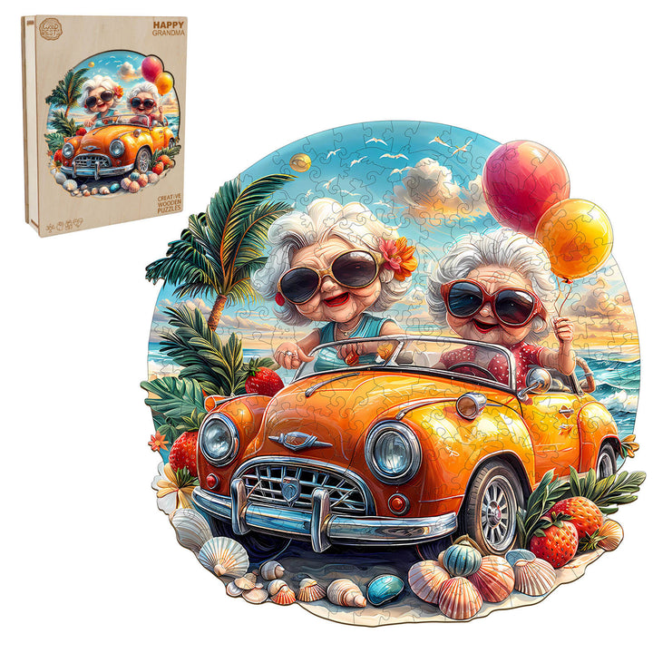 Glückliche Oma Holzpuzzle