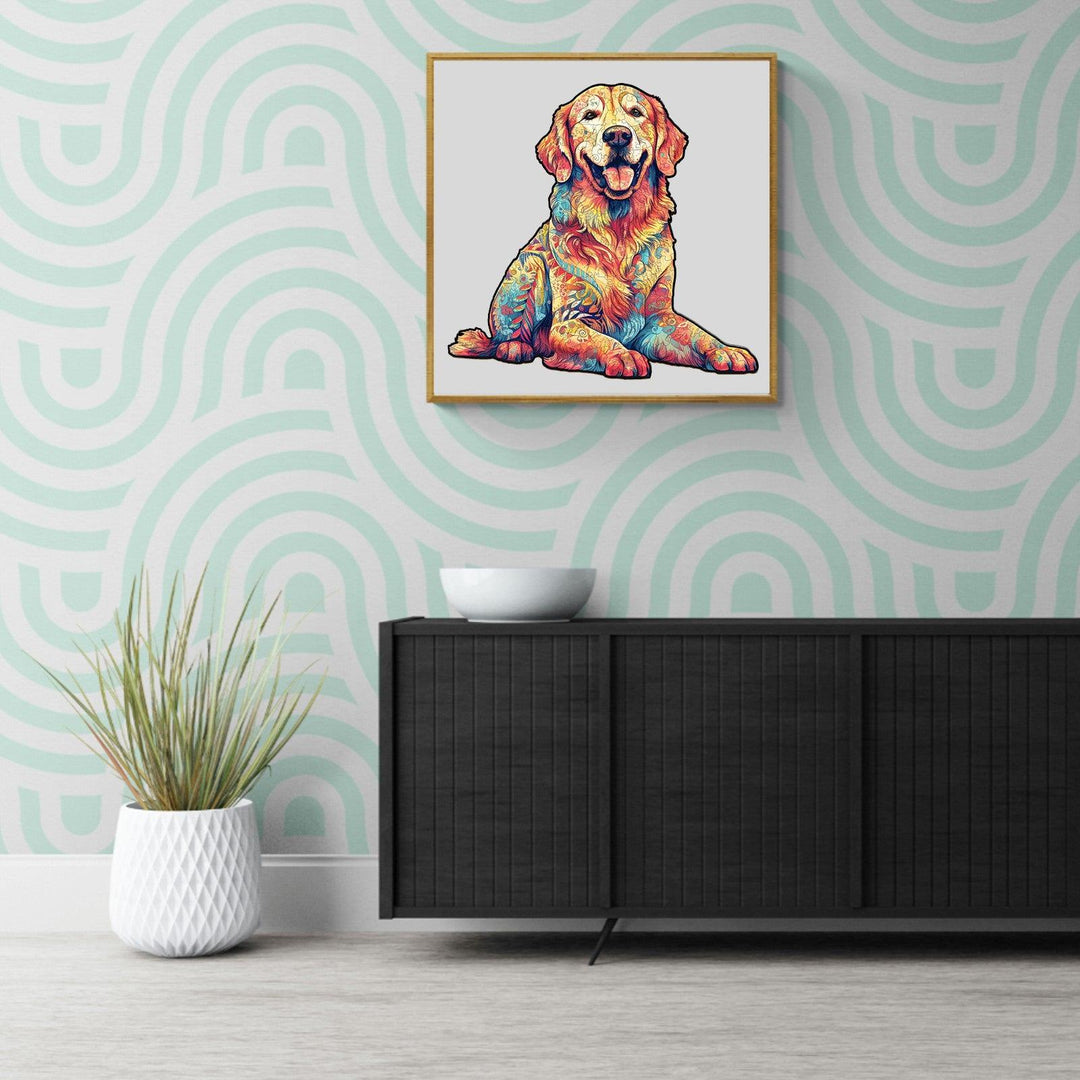 Loyal Golden Retriever Wooden Jigsaw Puzzle-Woodbests