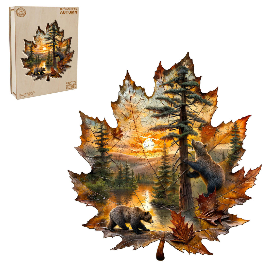 Braunbär im Herbst Holzpuzzle
