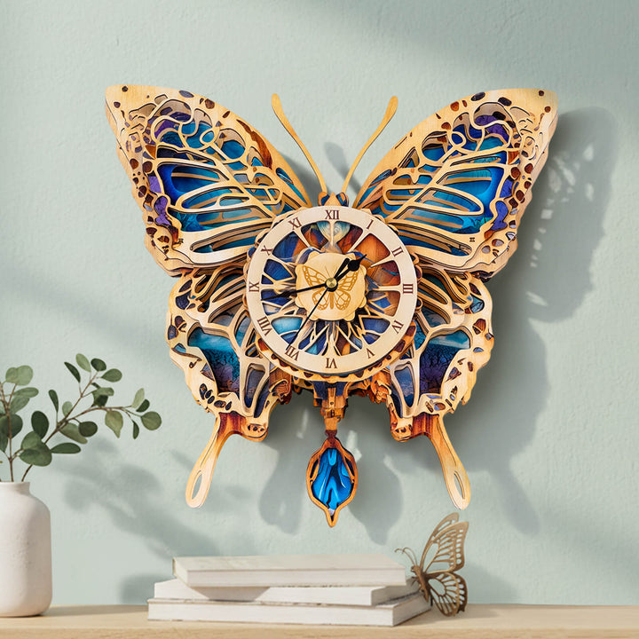 Schmetterling – 3D Holzuhr Puzzle Bastelset