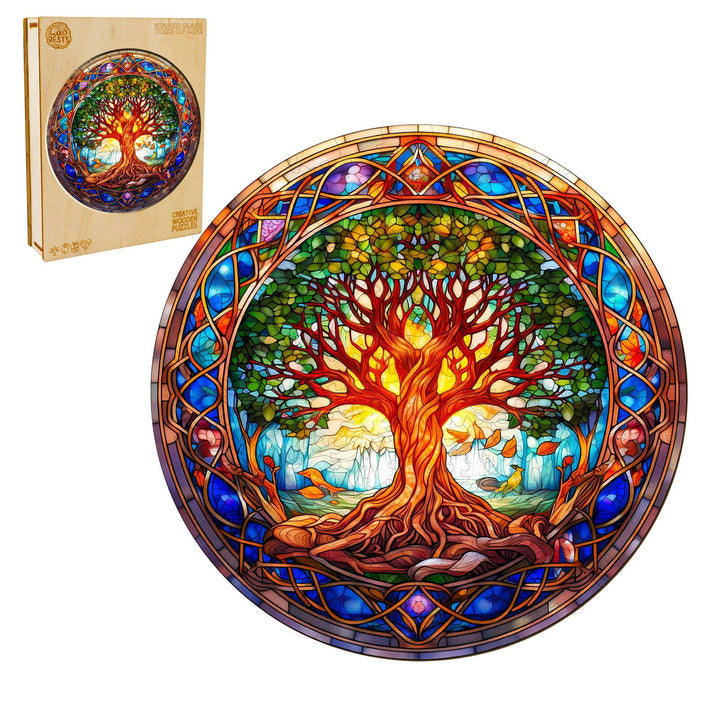 Stained Glass Tree of Life Wooden Jigsaw Puzzle