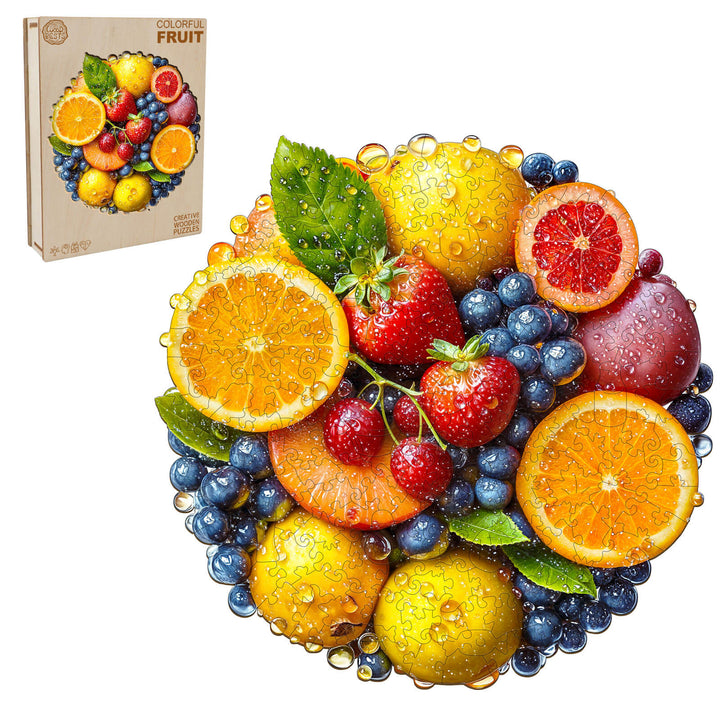 Buntes Obst Holzpuzzle