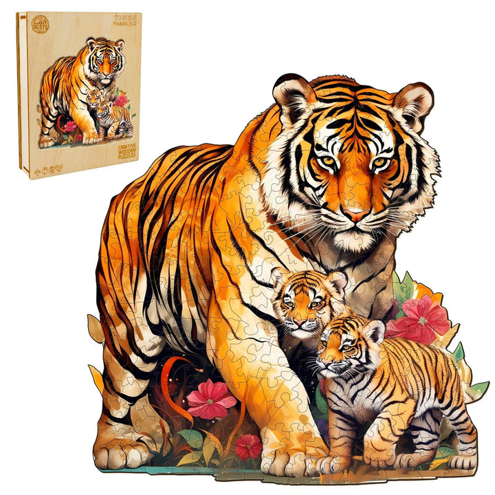 Tiger Family-2 Wooden Jigsaw Puzzle-Woodbests