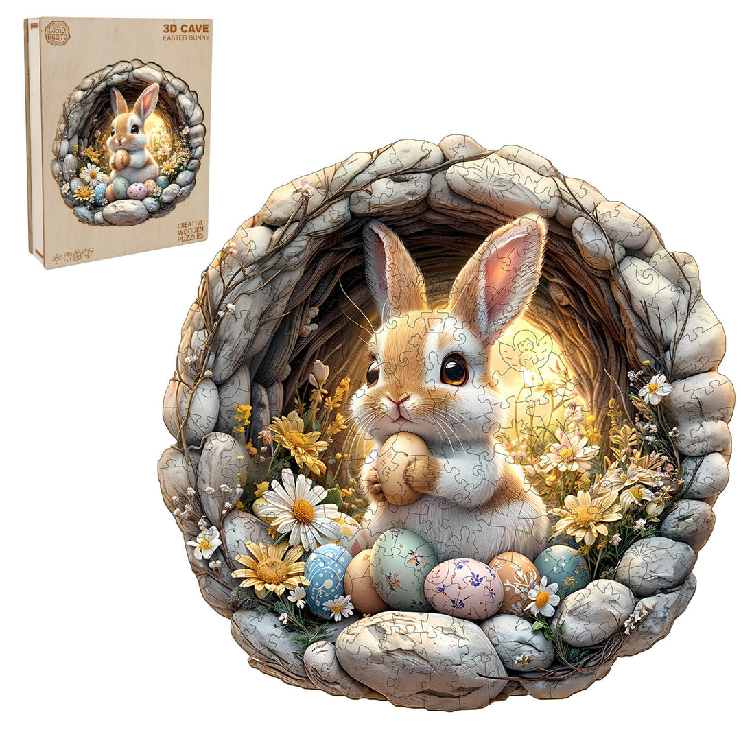 Osterhasen-Höhle Holzpuzzle