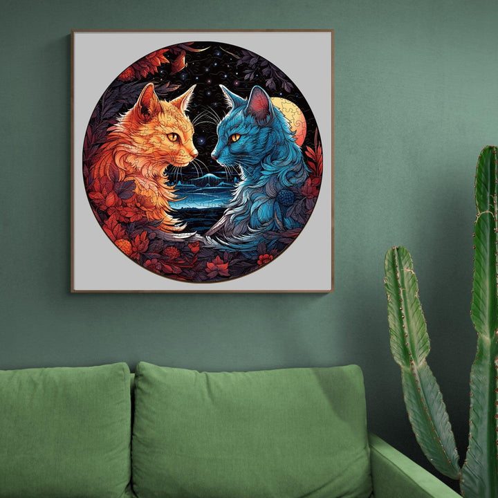 Yin Yang Cat-2 Wooden Jigsaw Puzzle-Woodbests