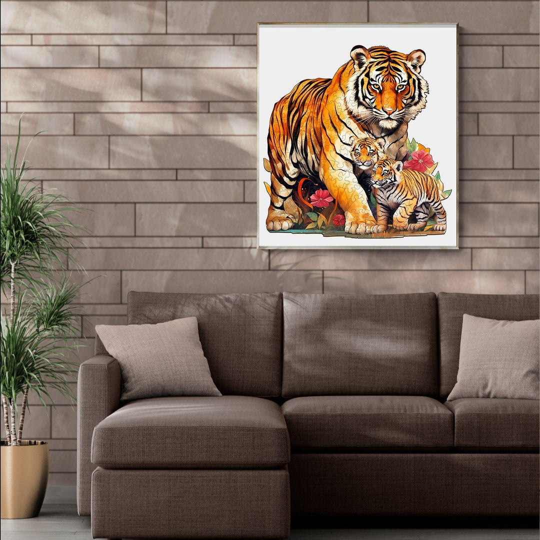 Tiger Family-2 Wooden Jigsaw Puzzle-Woodbests