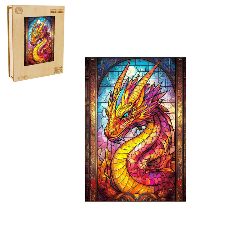 Stained Glass Dragon Wooden Jigsaw Puzzle - By Woodbests