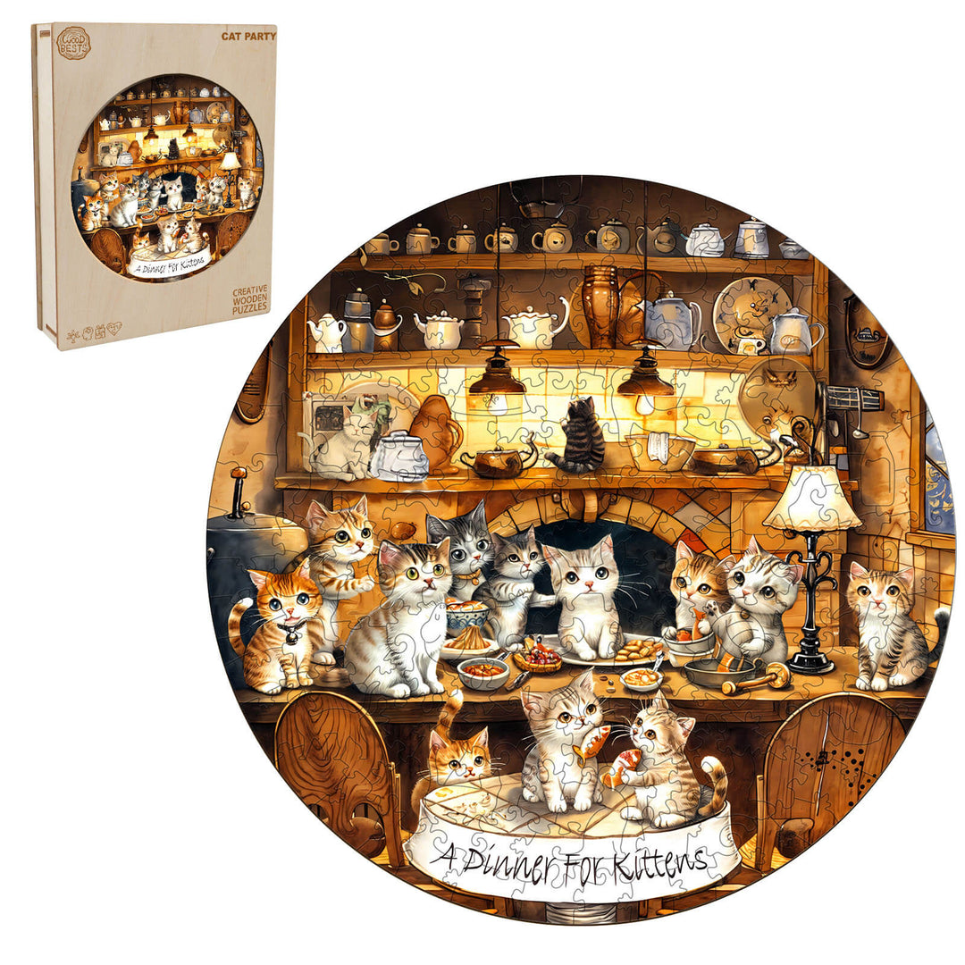 Katzenparty Holzpuzzle