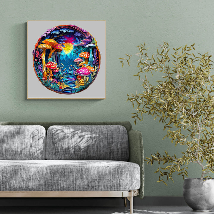 3D Colorful Paper Sculpture Mushroom Wooden Jigsaw Puzzle - By Woodbests