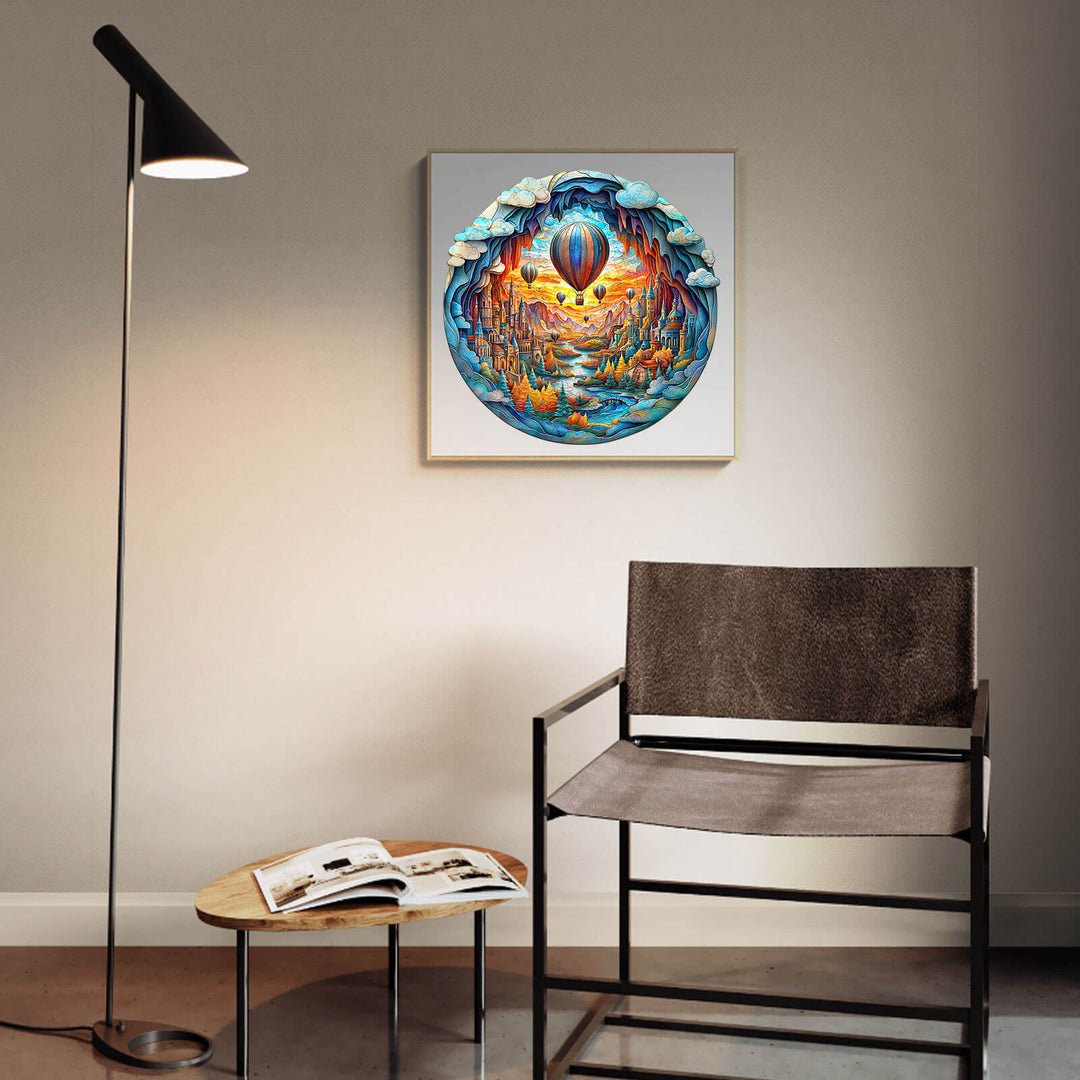 3D Luftballon-Stadt Holzpuzzle