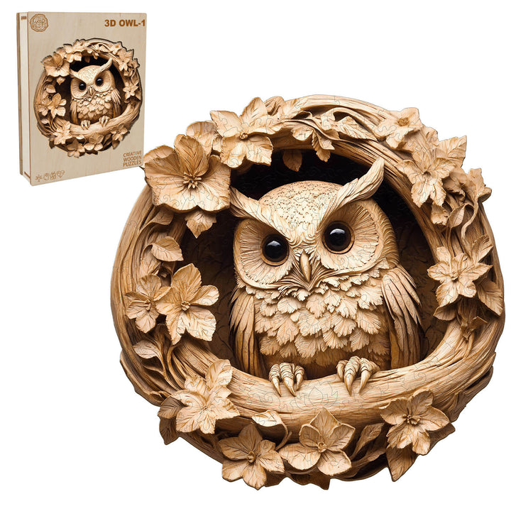 3D Owl-1 Wooden Jigsaw Puzzle - Woodbests