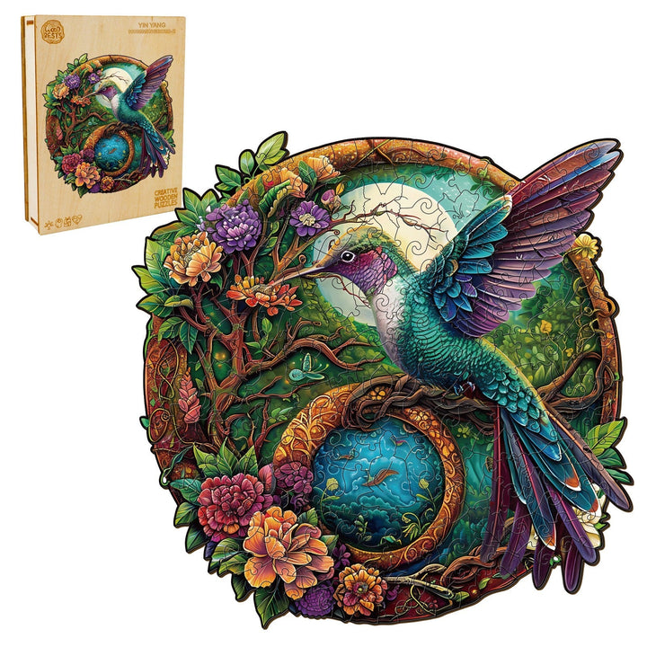 Yin Yang Hummingbird-2 Wooden Jigsaw Puzzle-Woodbests