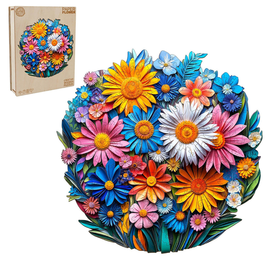 Scherenschnitt-Blumen Holzpuzzle