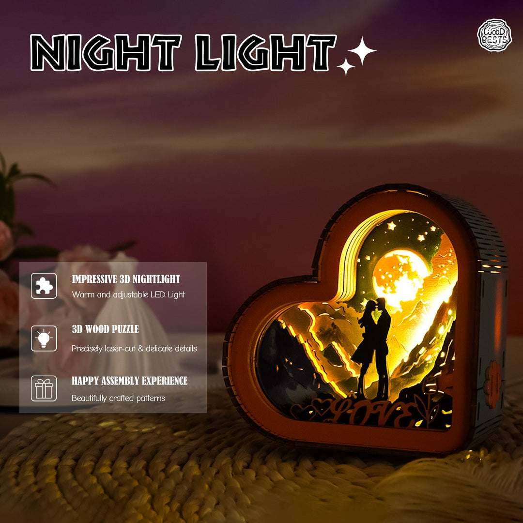 Sternenliebe - 3D Holz Nachtlicht Bausatz