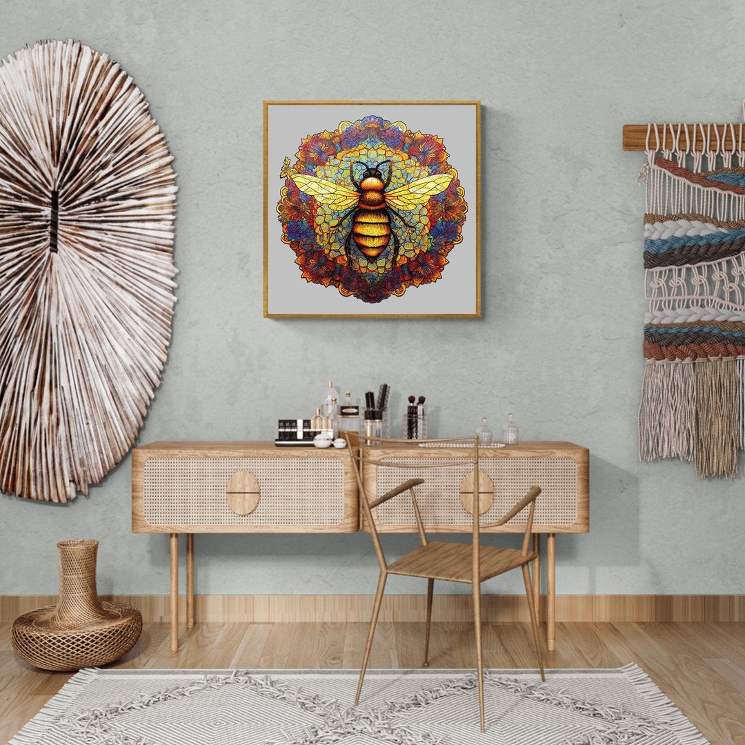 Mandala Bee Wooden Jigsaw Puzzle-Woodbests