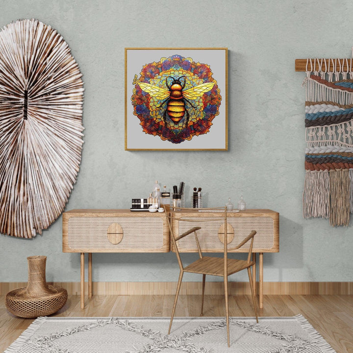 Mandala Bee Wooden Jigsaw Puzzle-Woodbests