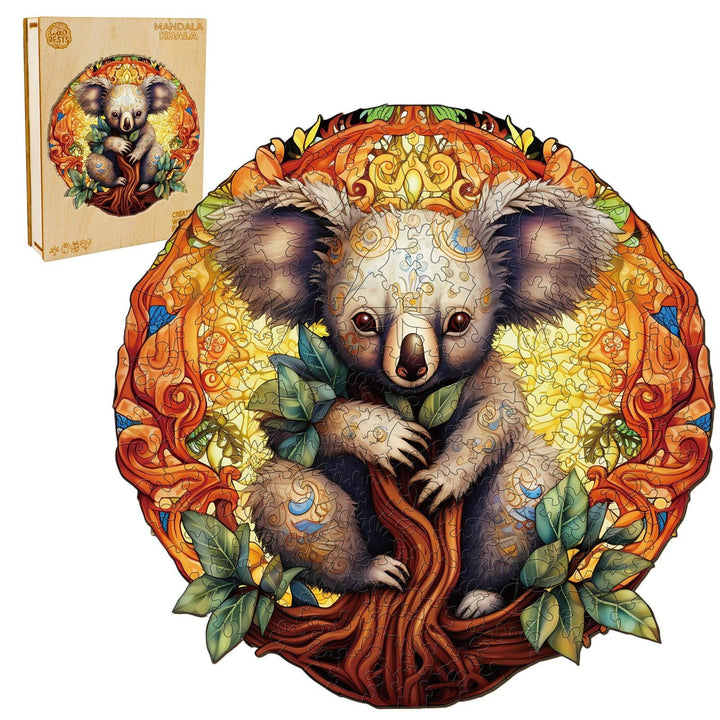 Mandala Koala Wooden Jigsaw Puzzle-Woodbests
