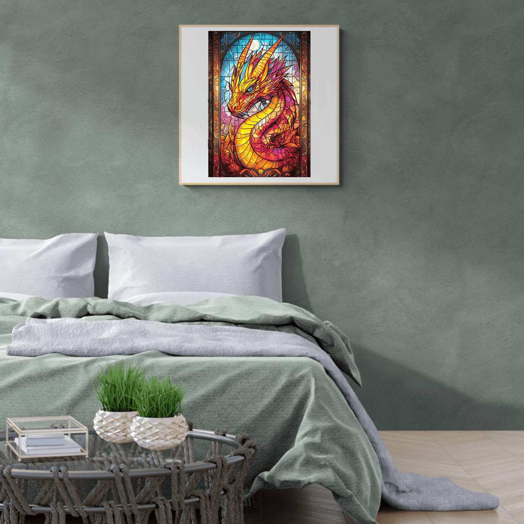 Stained Glass Dragon Wooden Jigsaw Puzzle - By Woodbests