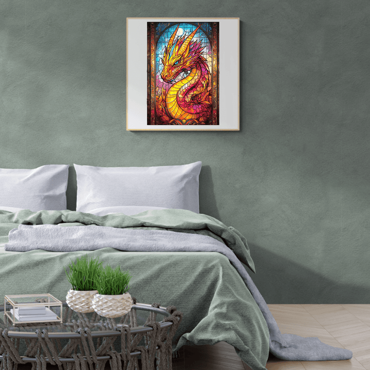 Stained Glass Dragon Wooden Jigsaw Puzzle - By Woodbests