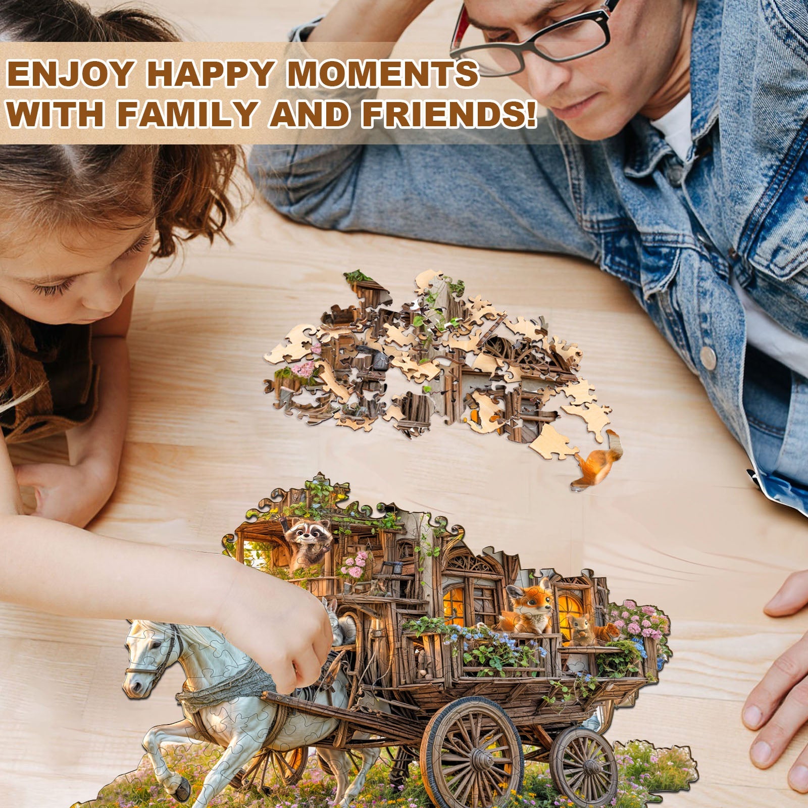 Tier-Kutsche Holzpuzzle