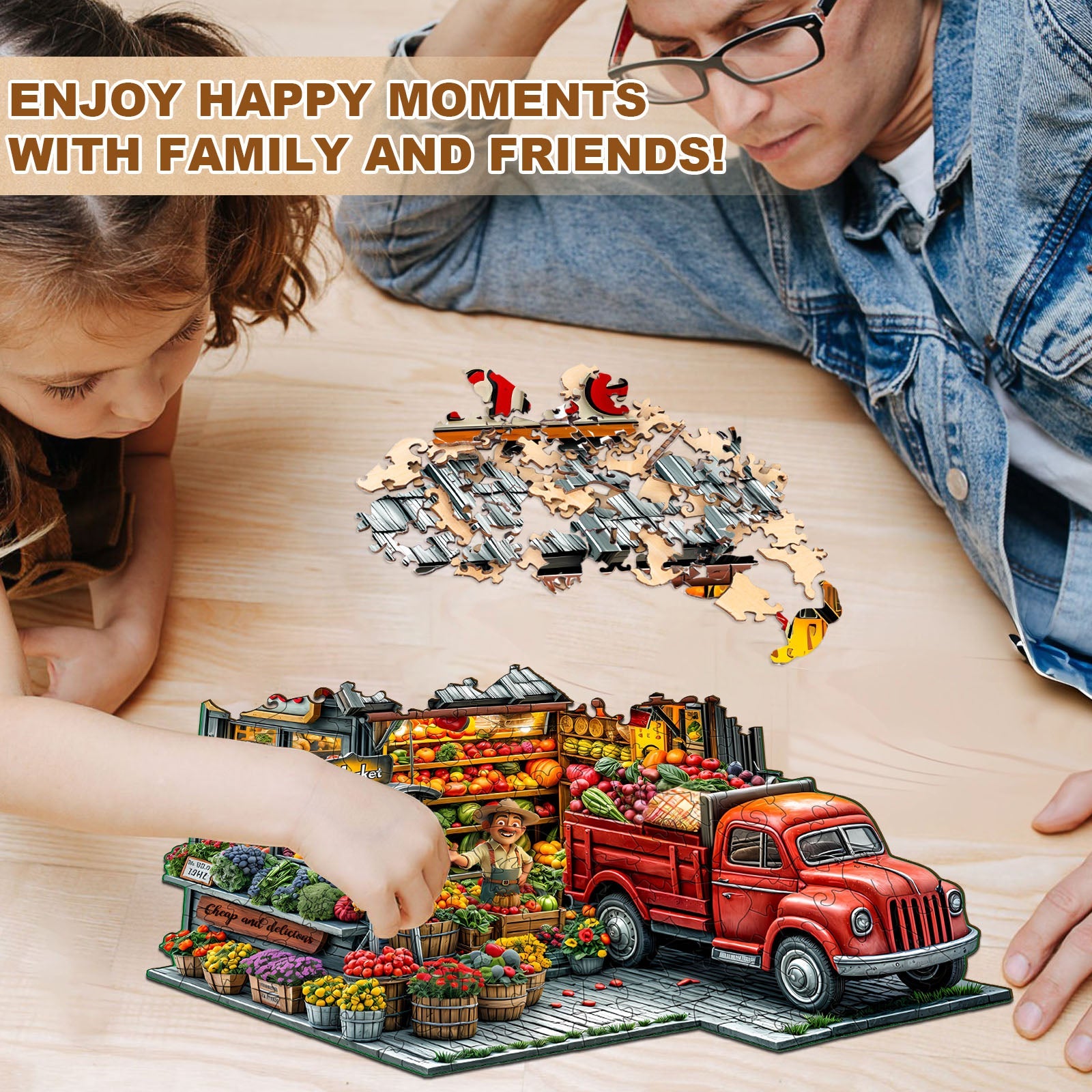 Bauern und Markt Holzpuzzle