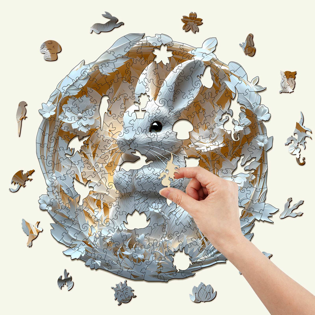 3D Paper Rabbit Wooden Jigsaw Puzzle - By Woodbests