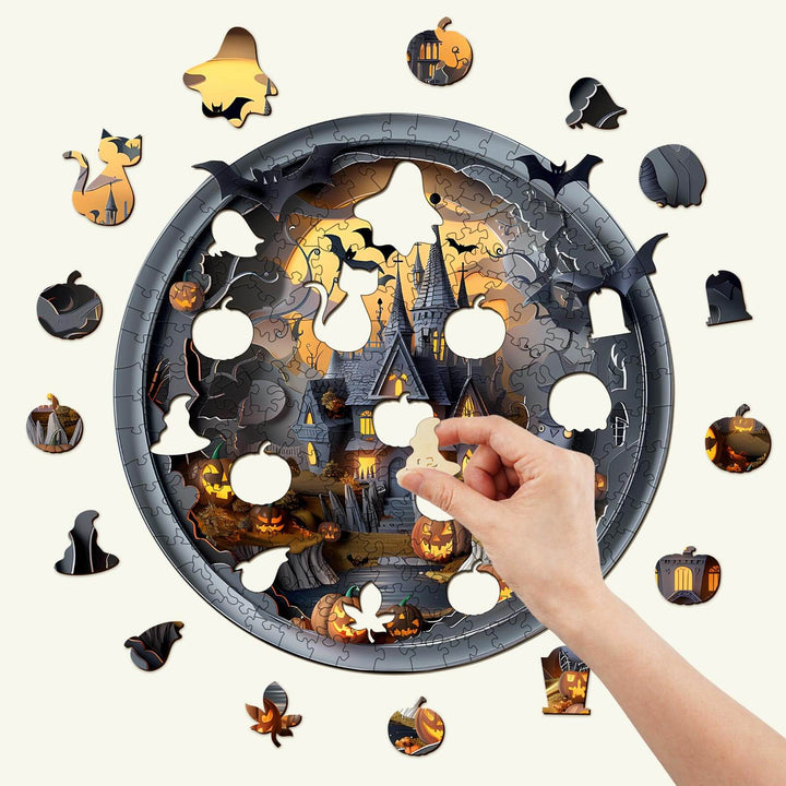 3D Halloween Castle-3 Wooden Jigsaw Puzzle - Woodbests