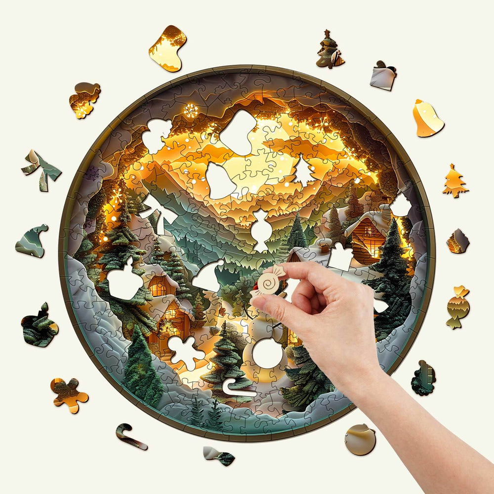 3D Christmas Village Wooden Jigsaw Puzzle - Woodbests