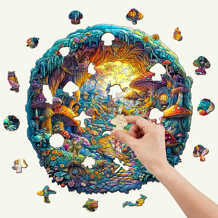 3D Mushroom Village Wooden Jigsaw Puzzle - By Woodbests