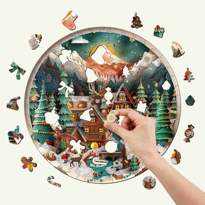3D Christmas Town Wooden Jigsaw Puzzle - Woodbests